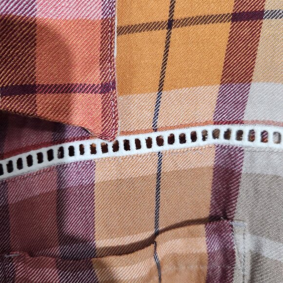 Shyanne Womens Plaid Button-Down Shirt Orange Red Large - Picture 4 of 14